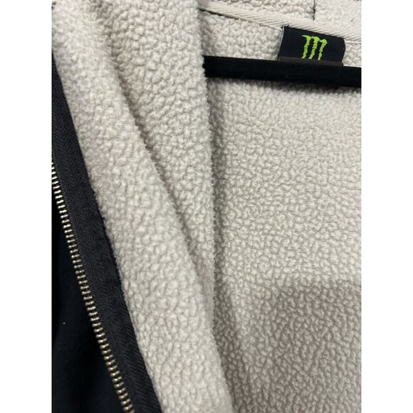 Rare Monster Energy Sherpa Lined Full Zip Black & Green Hoodie Sweatshirt Sz XL - Picture 4 of 7